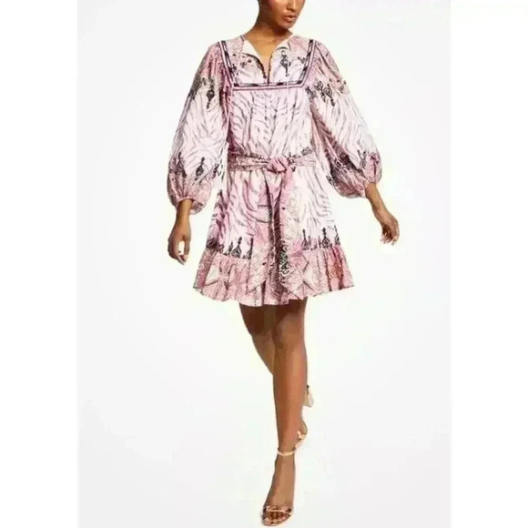 Inc Inter Concepts Luxe Boho Paisley Zebra‎ Tie-Waist Mini Dress Small TORN - Picture 4 of 16